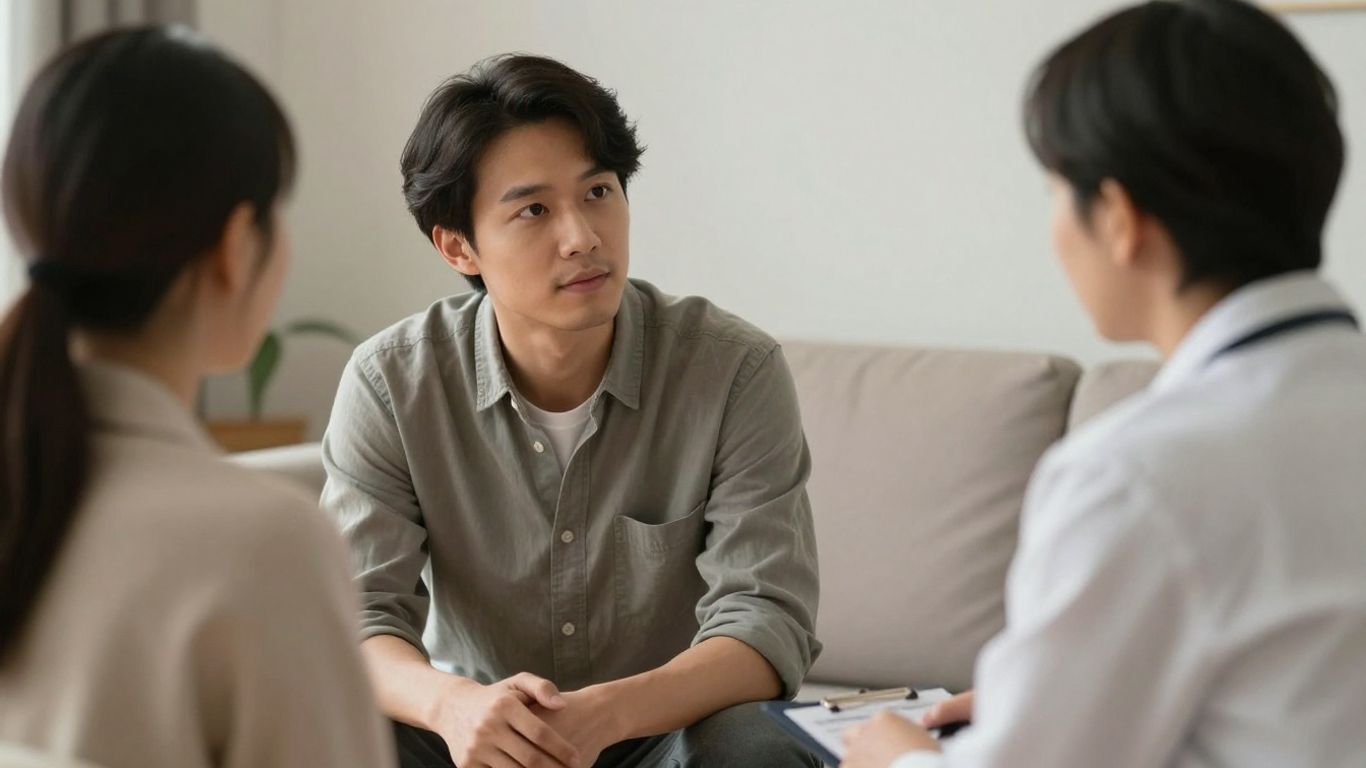 Psychiatrist and patient in a consultation room.