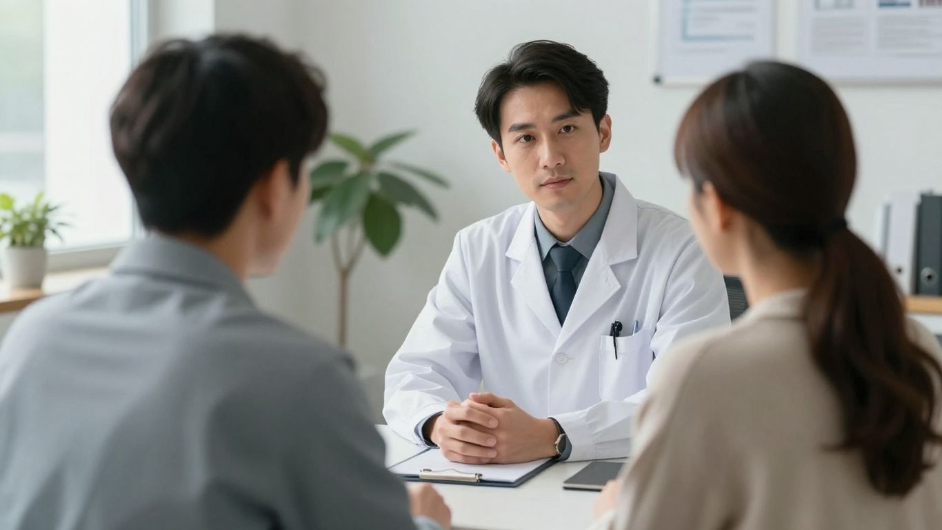 Doctor and patient in a calm office setting.