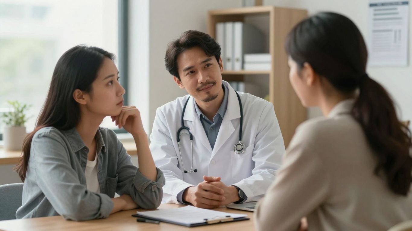 Doctor and patient discussing mental health in an office.