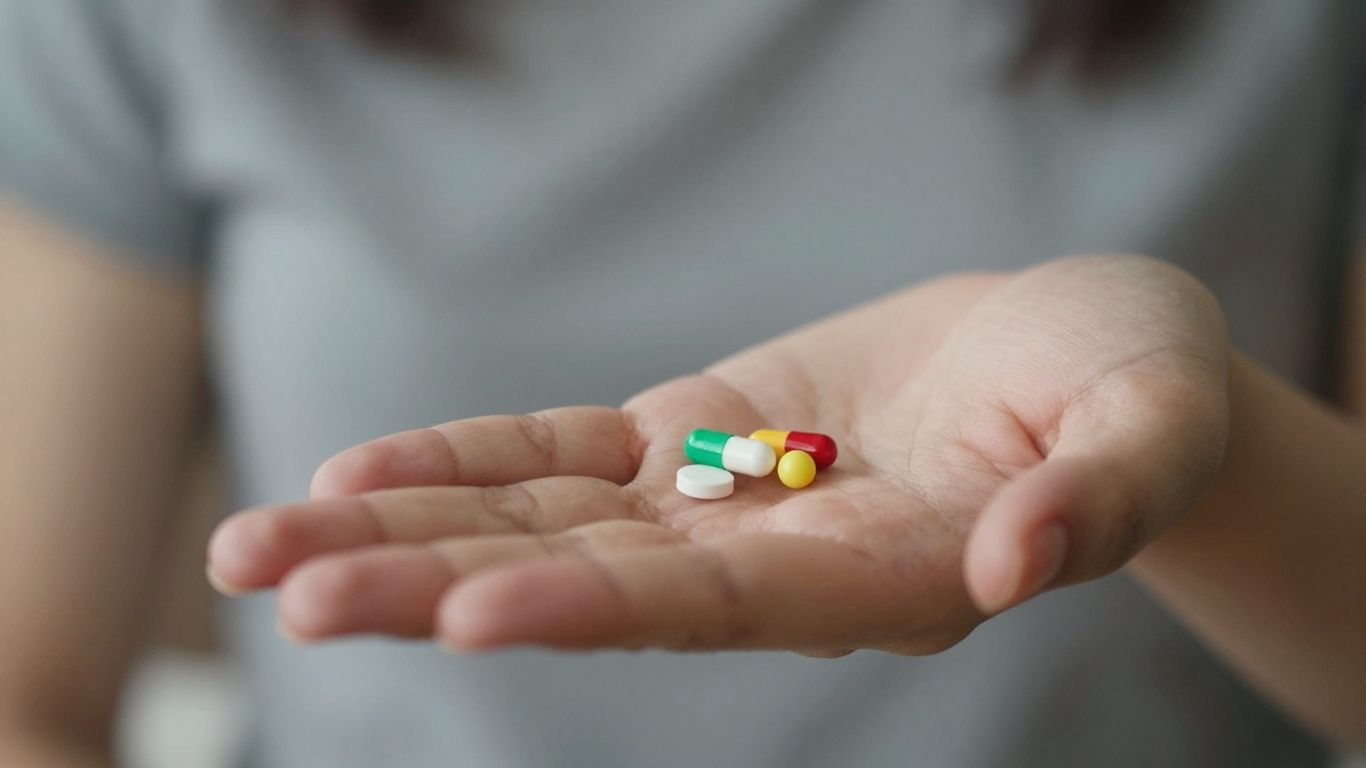 Person holding a psychiatric medication pill.