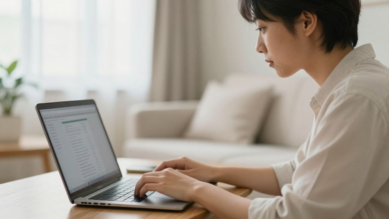 Person engaged in an online psychiatric session on a laptop.