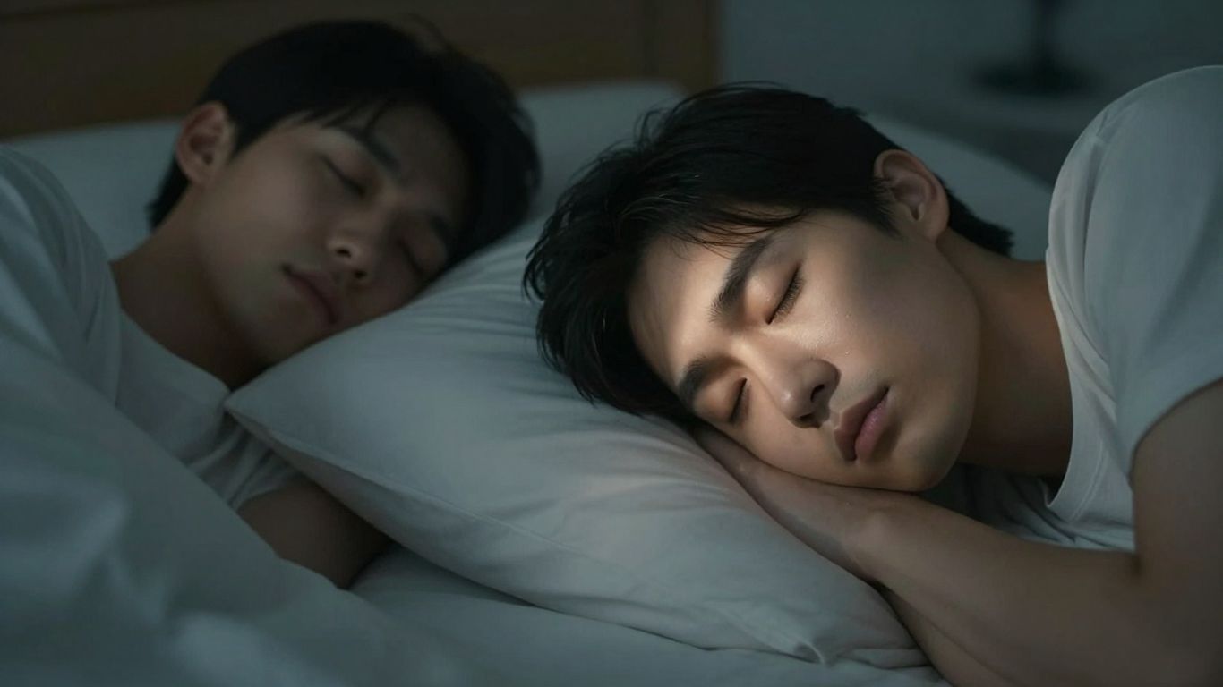 Person sleeping peacefully and looking serene, connected.