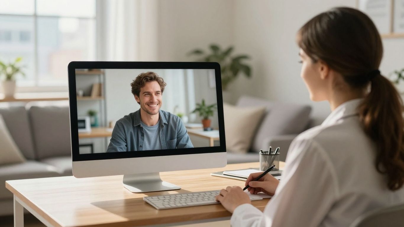 Psychiatrist and patient connect via telepsychiatry session.