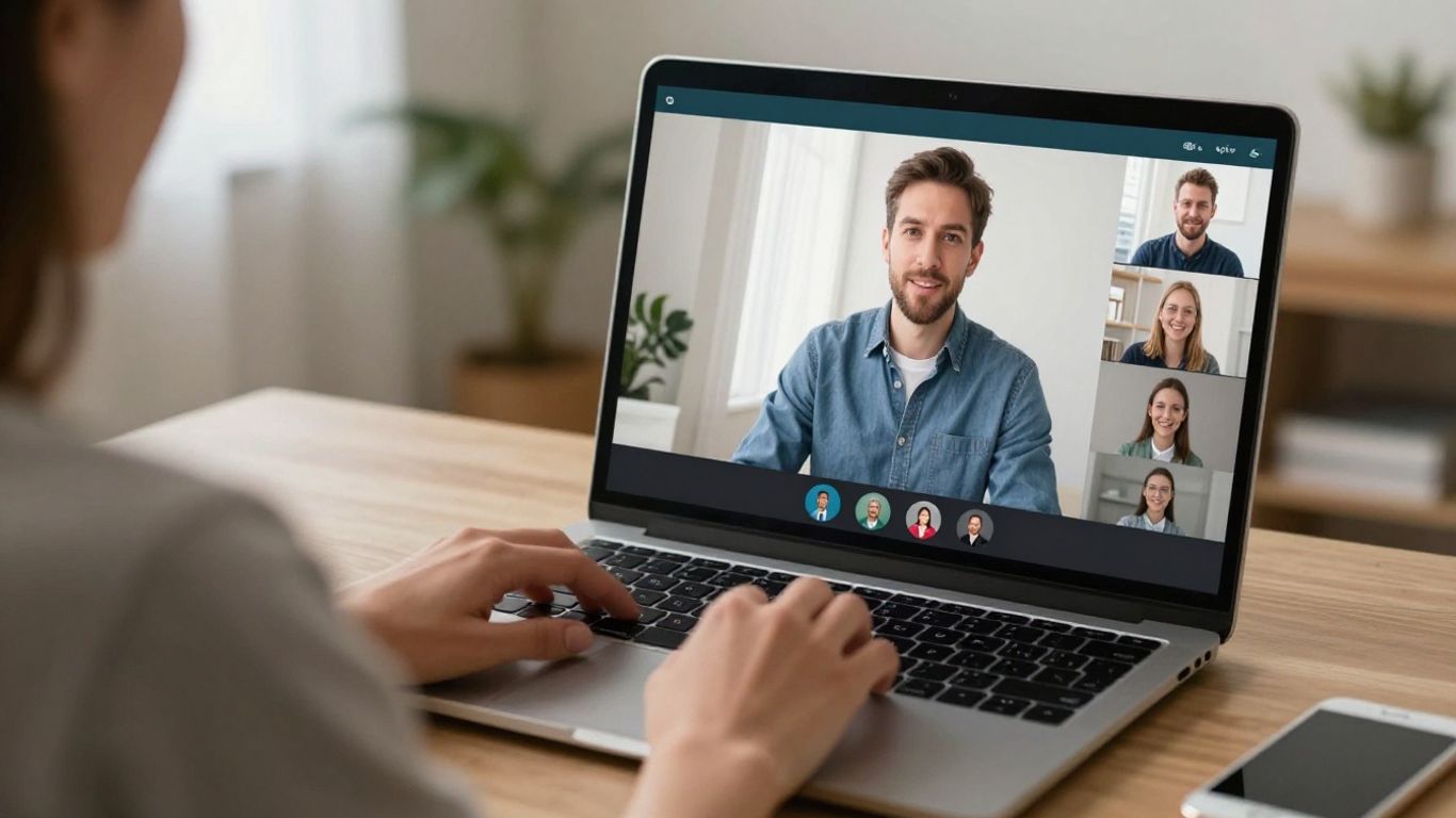 Person on laptop for online mental health visit.