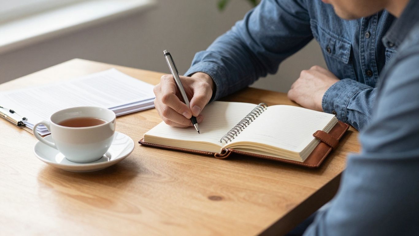 A person recording health observations in a journal