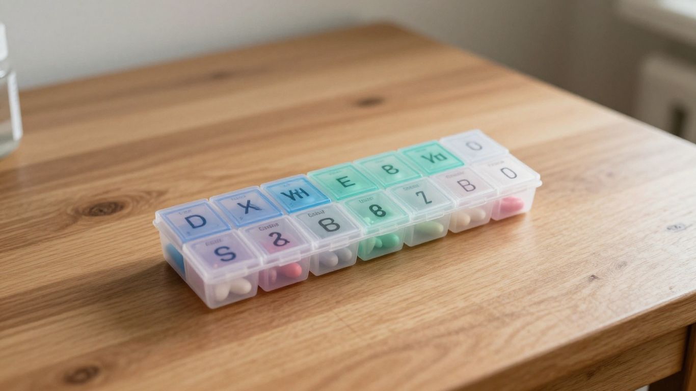 A organized pill box on a table
