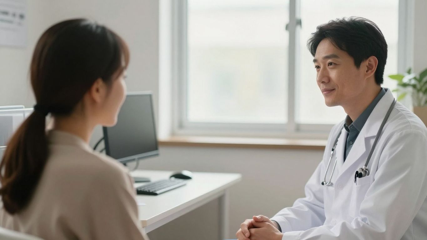 Physician and patient discussing health