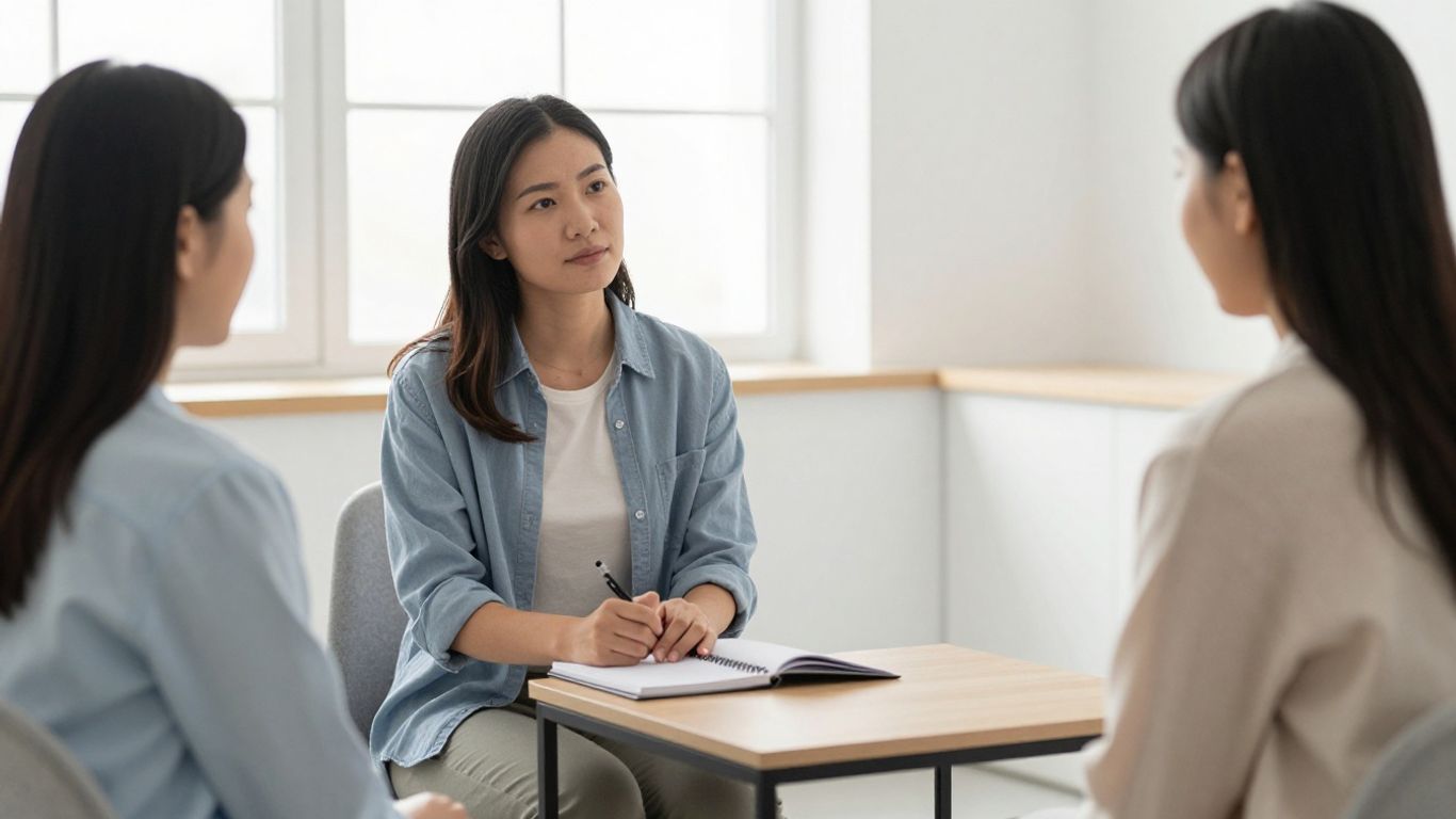 Psychiatrist speaking with patient during evaluation