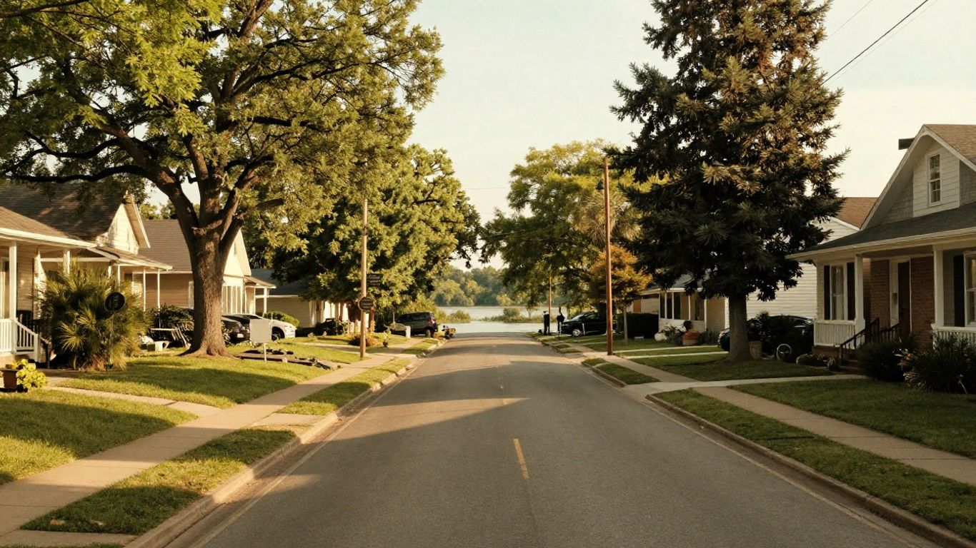 Quiet New Braunfels street before summer crowds