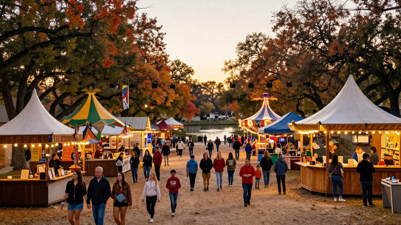 Autumn festival lights and river town gathering