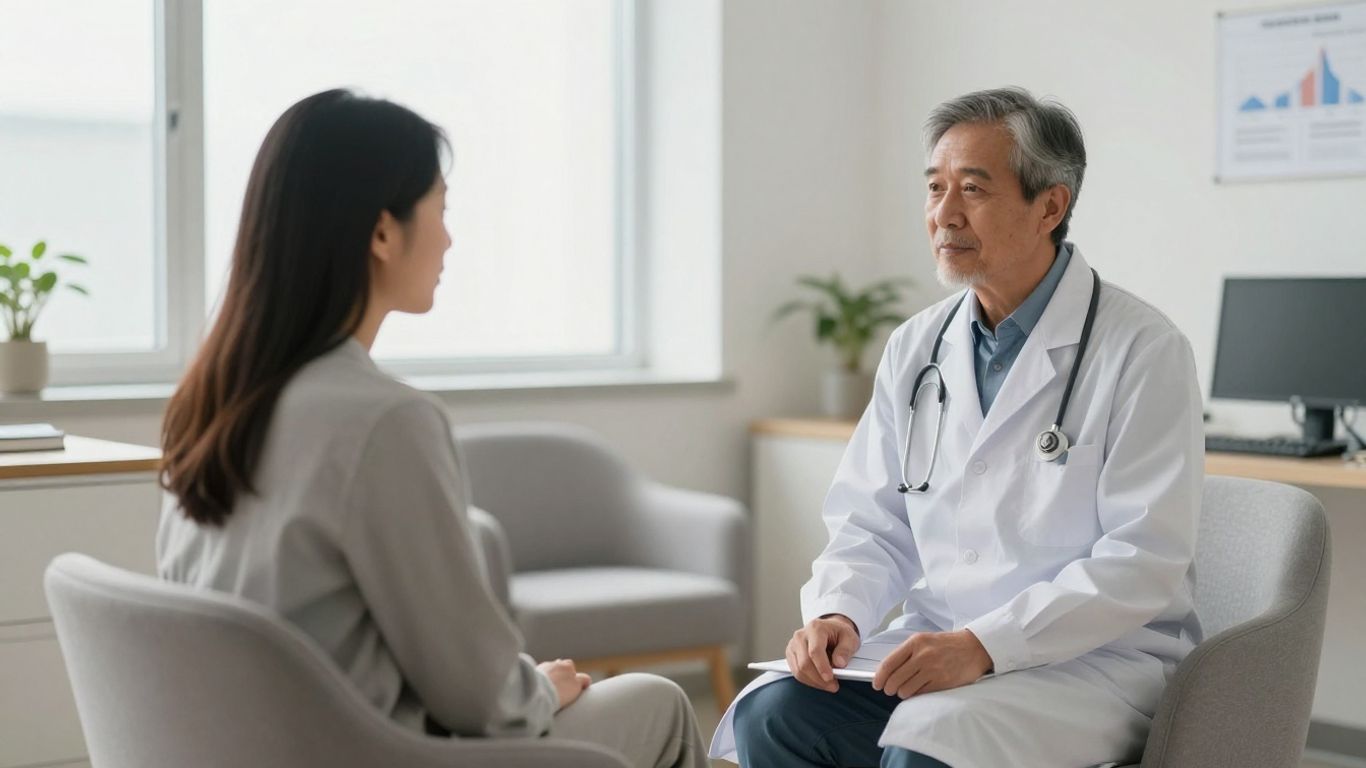 Patient speaking with clinician during evaluation